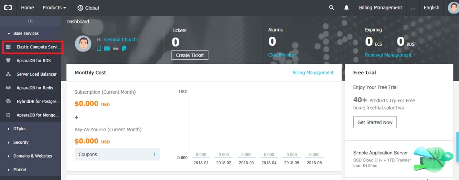 阿里云国际版免费试用套餐使用教程