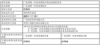 广发安颐一年持有期混合型证券投资基金基金合同生效公告