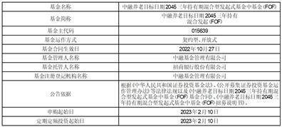 中融养老目标日期2045三年持有期混合型发起式 基金中基金（FOF）开放日常申购及定期定额投资业务的公告