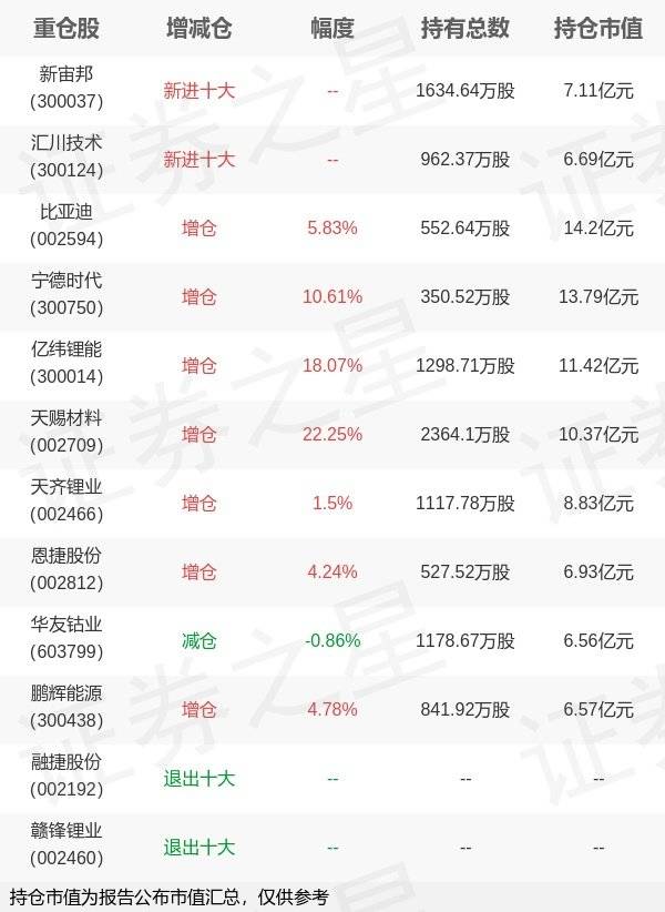 东方基金李瑞旗下东方新能源年报最新持仓，重仓比亚迪