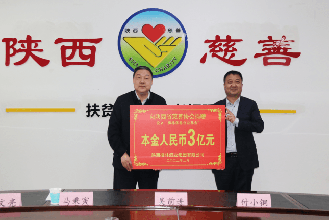 陕西柳林酒业集团在省慈善协会建立留本捐息慈善基金3亿元