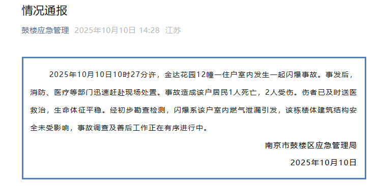 突发!一店铺发生闪爆事故<strong></p>
<p>币舫</strong>,致1死1伤