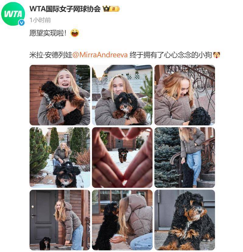 “小米辣”终于有了自己的小狗！曾说养狗是赢球的动力<strong></p>
<p>每天送虚拟币</strong>，WTA官方发“贺信”：愿望实现啦！
