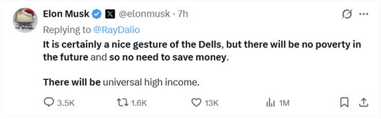 马斯克：AI将创造“全民高收入” 存钱将变得不再必要<strong></p>
<p>虚拟币比赛</strong>！