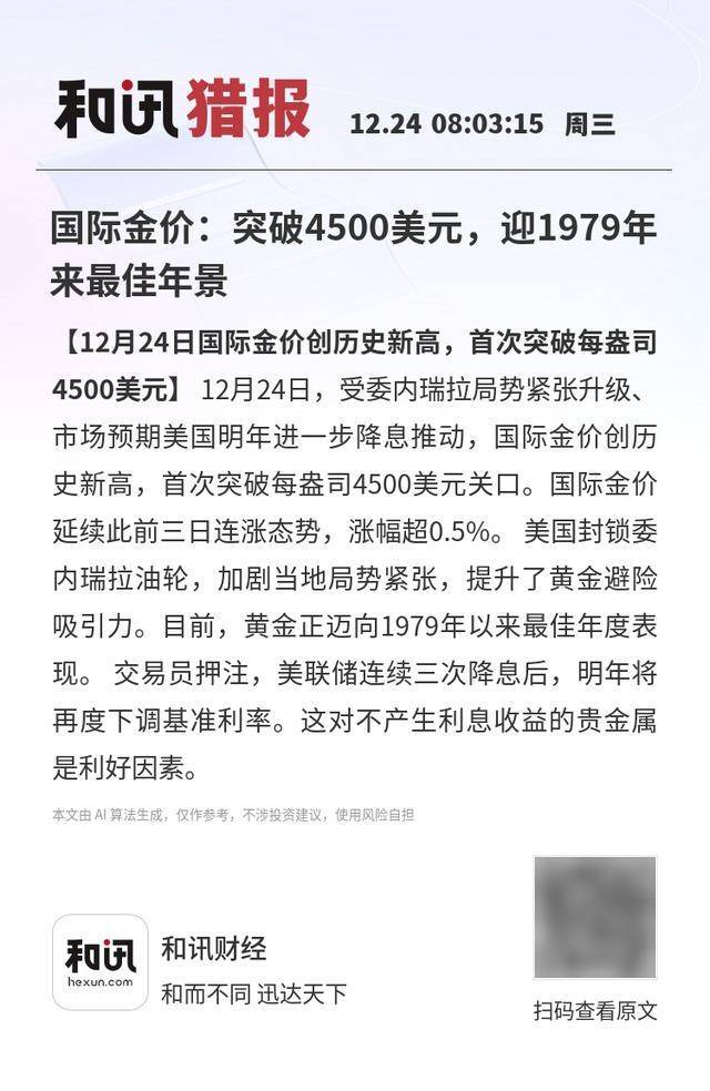 国际金价：突破4500美元<strong></p>
<p>虚拟币撤单</strong>，迎1979年来最佳年景